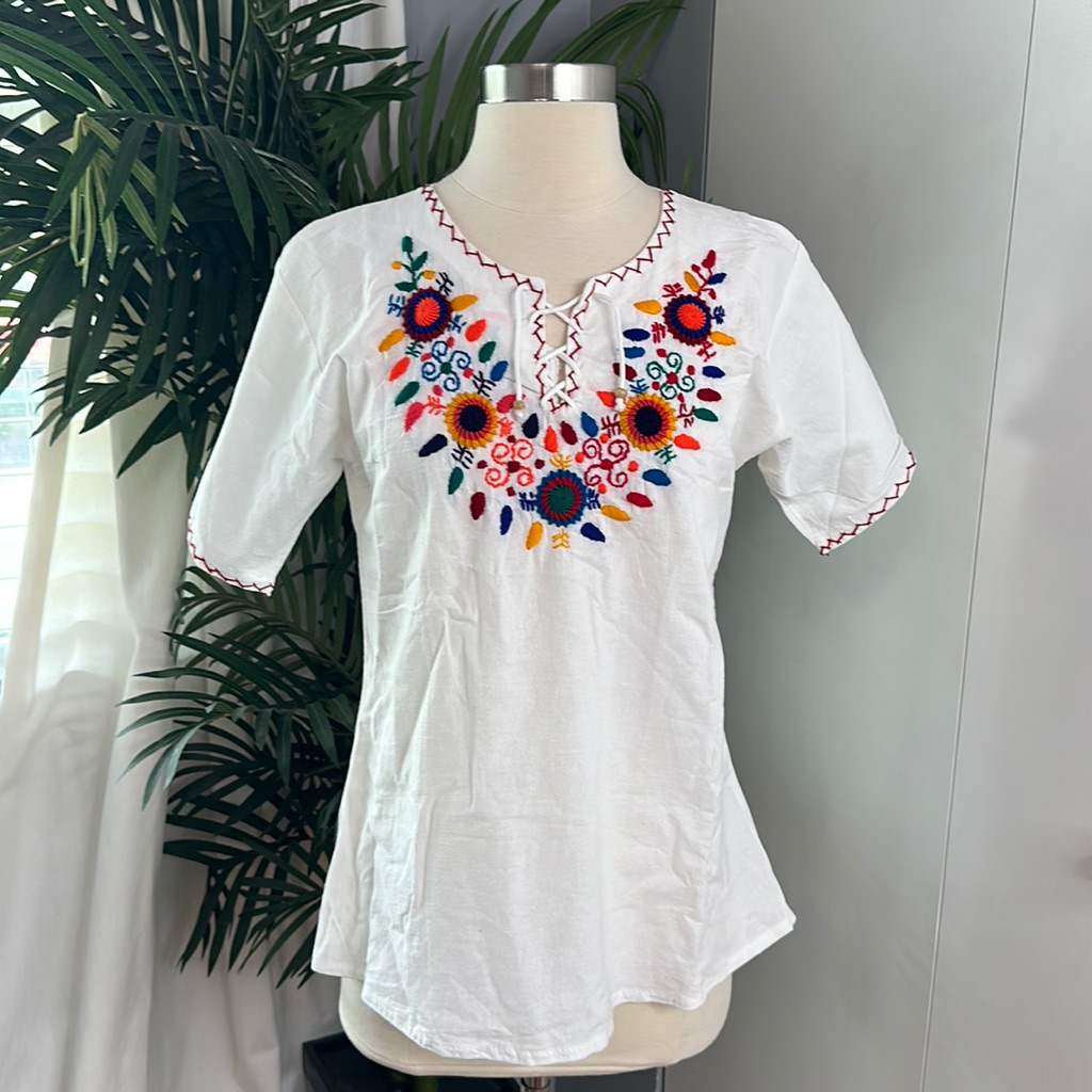 Bohemian Hand Made Top/ Hand Embroidery 100% Cotton